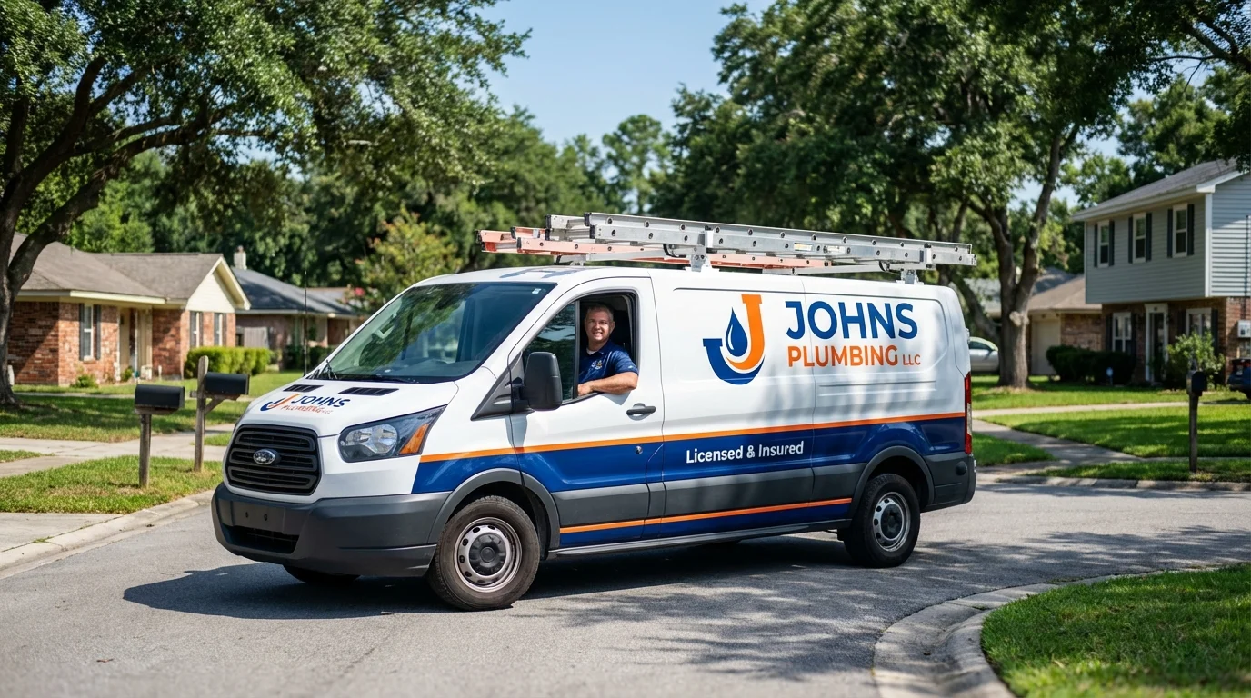 Johns Plumbing LLC service van in Cape May, NJ