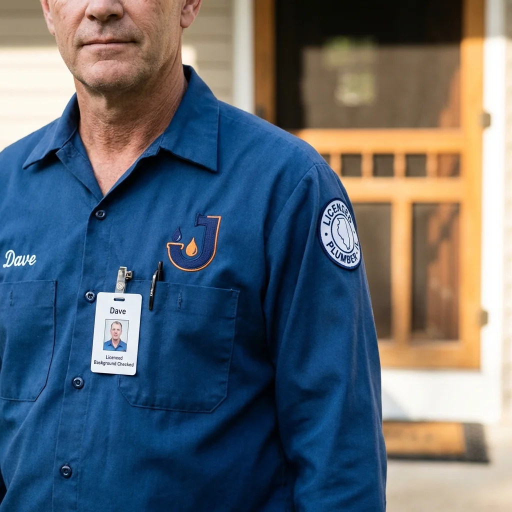 Licensed plumber showing ID badge in Cape May, NJ