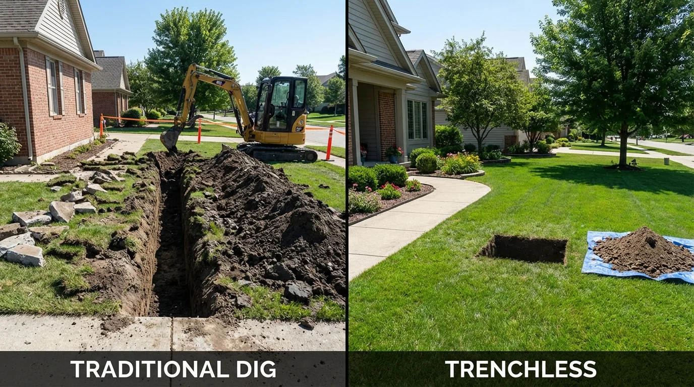 Trenchless sewer repair with minimal yard damage versus traditional excavation in Cape May, NJ